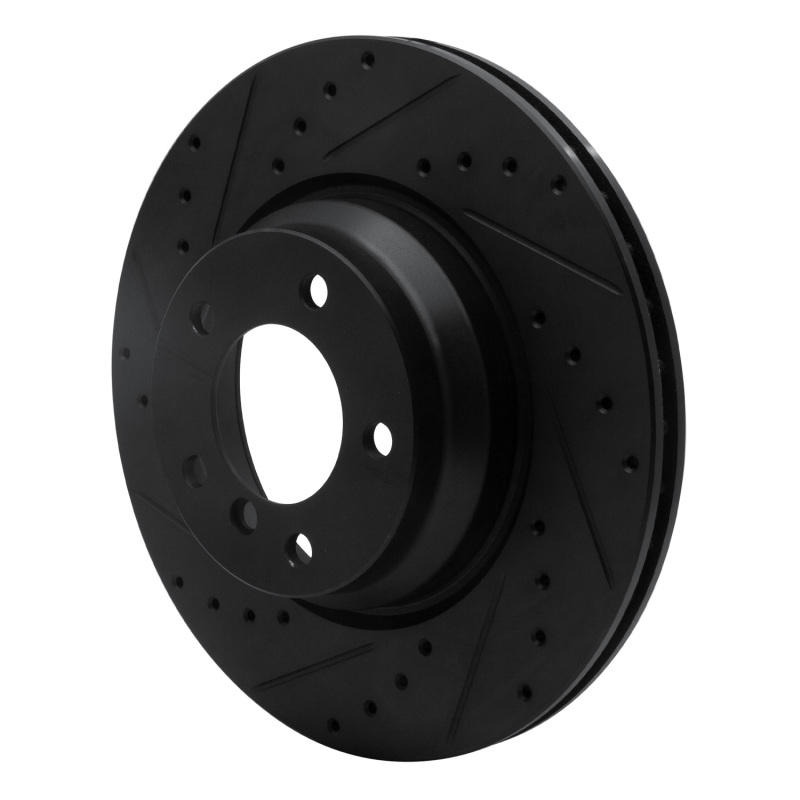 BMW X1 Brake Rotor (1) - Front Left - R1 Concepts - Drilled & Slotted - Black - `06-`12